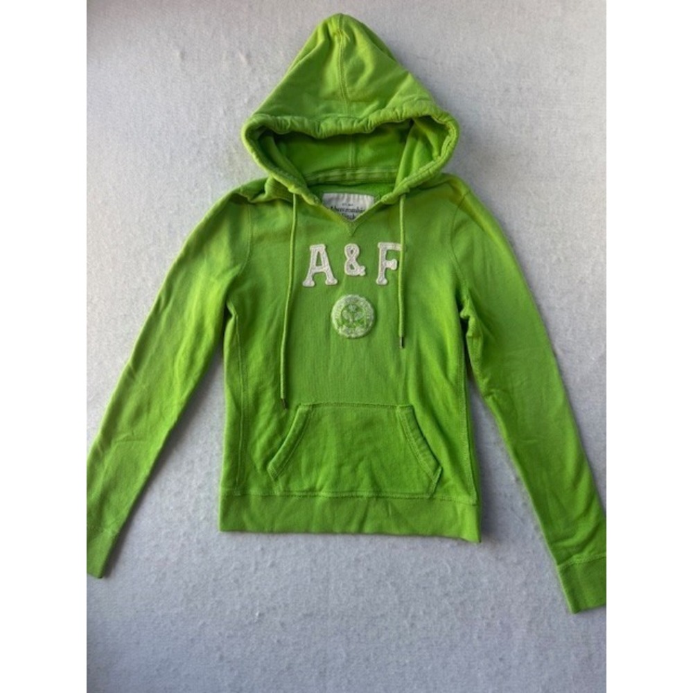 Vintage Y2K Abercrombie Fitch AF Lime Green Hoodie Sweatshirt Womens MED EUC